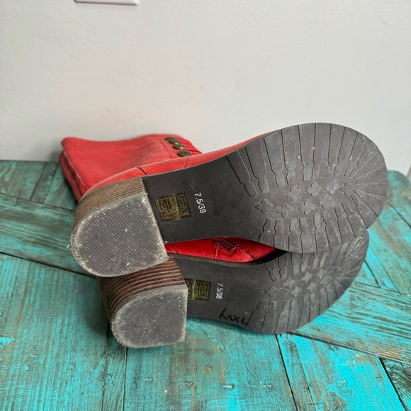 Miz Mooz Normandy Red Leather Mid Calf Boot Size 7.5 - Picture 8 of 13